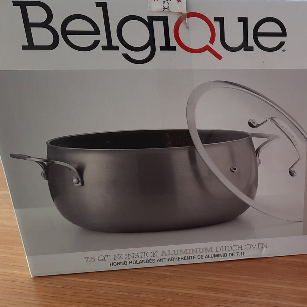 Brand new Belgique 7.5 QT.  Nonstick Aluminum Dutch Oven with Tempered Glass Lid